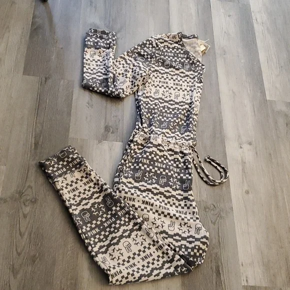 PINK Victoria's Secret Thermal Pajama Onesie sz XL - Picture 2 of 10